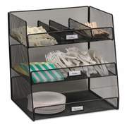 Safco Onyx Breakroom Organizers, 3 Comp, 14.625x11.75x15, Steel Mesh, Black 3293BL